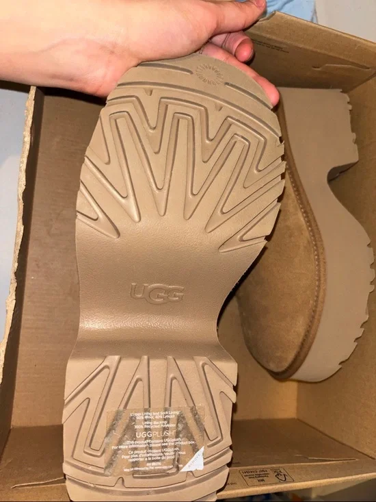 UGG Tan Suede Platform Ankle Boots - Picture 2 of 3